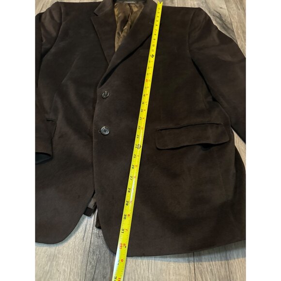 Chaps Brown Mens Blazer 46R Polyester Faux Suede Two-Button Suit Jacket Single V - Picture 9 of 14
